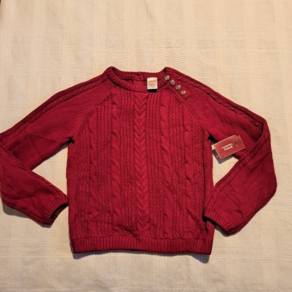 Gymboree girls size 8 cable knit sweater, cable knit gold button accent, New